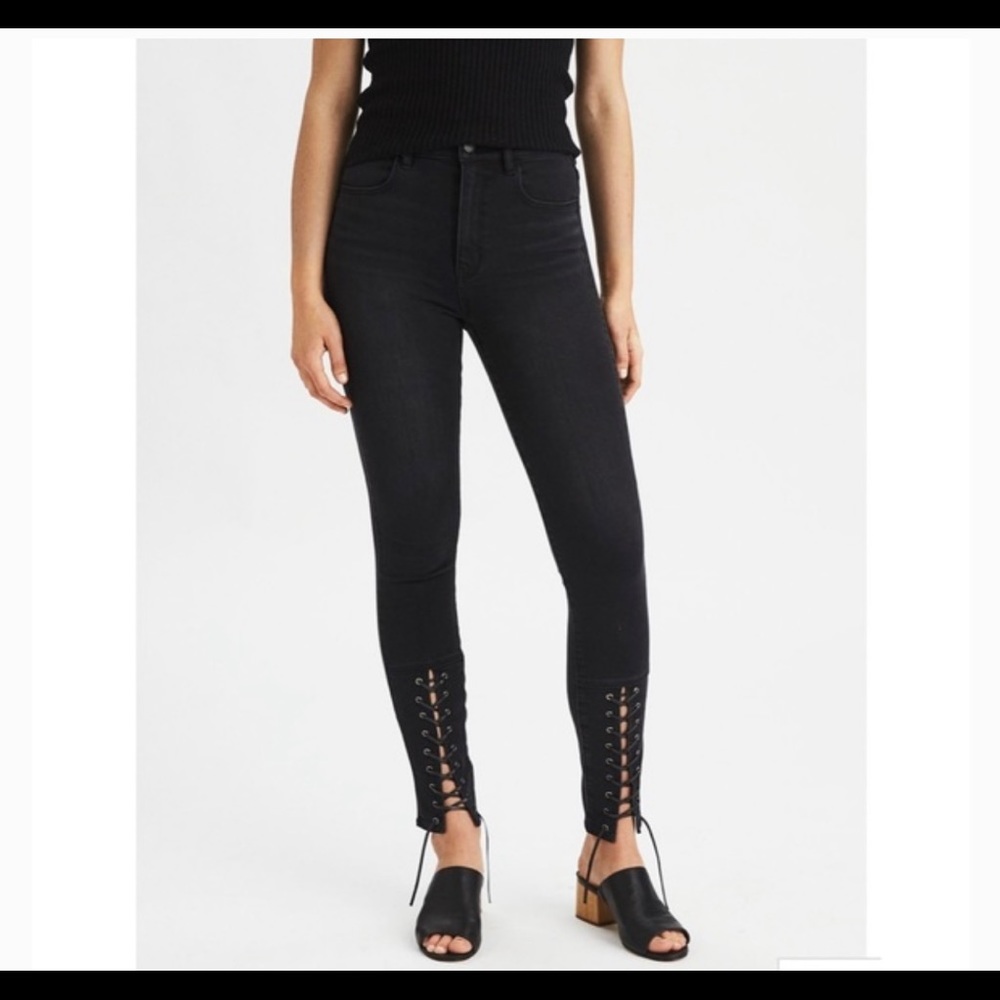 AE DENIM X4 HIGHEST WAIST LACE UP JEGGING